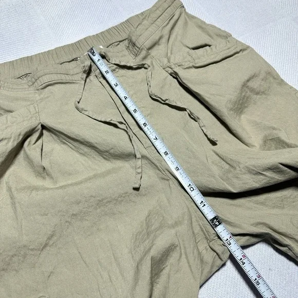 Athleta Paradise Straight Leg Cargo Pants Womens Small Khaki Linen Blend Stretch - Picture 12 of 15